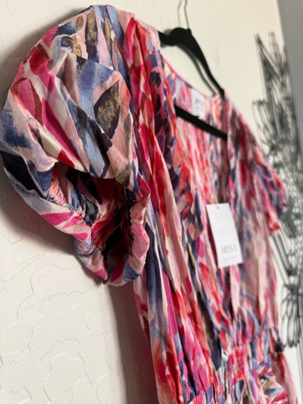MISA Los Angeles Abstract Watercolor Flutter Sleeve Mini Dress NWT XS (Fits S) - Picture 4 of 5